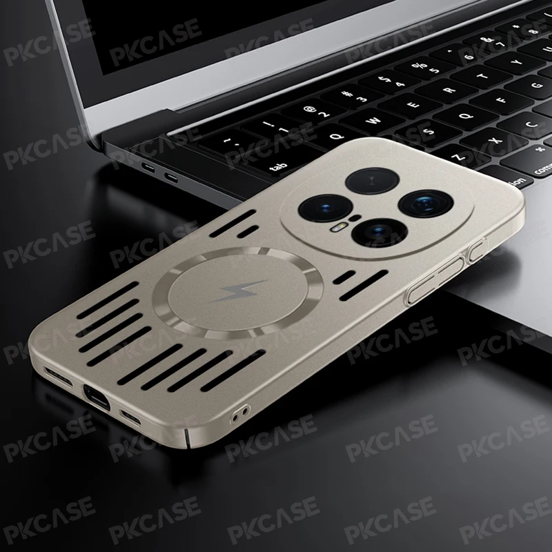 Hollow Metal Heat Dissipation Magnetic Phone Case - Breathable Cooling Shockproof Cover