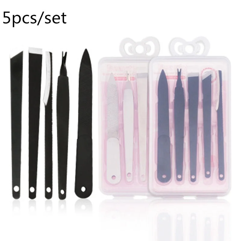 

5pcs/set Stainless Steel Pedicure Knife Dead Leather Fork Bevel Knife Nail File Flat Knife Scraper Pedicure Manicure Tools
