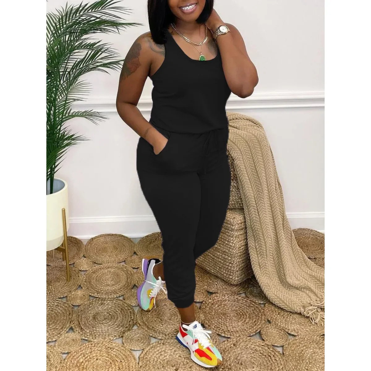 Women Jumpsuit Sleevesless Slim Fit Solid Color Pencil Pants Romper High Streetwear Casual Sport Jumpsuits 2023 bodysuit 5