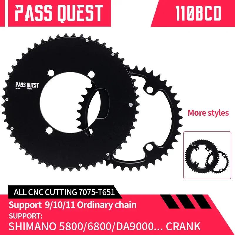 

PASS QUEST 110BCD DA9000 5800 6800 2X Sprocket AERO crankshaft set Round black 9-11 speed Road bike Gravel bike 46T 48T 50T 52T