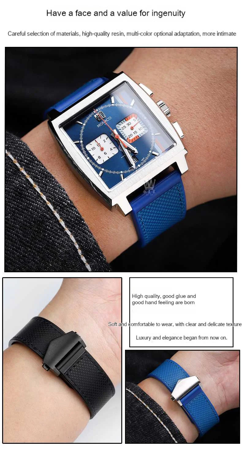 Rubber Silicone Watch Band 22mm for TAG Strap Heuer Monaco Speed Series CBL2184 CBL2183 Sports Waterproof Bracelet Watchband