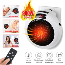 

900W Portable Electric Space Heater Home Air Heater Warmer Fan EU Plug Wall-mounted Timed Room Space Heating Silent Heaters