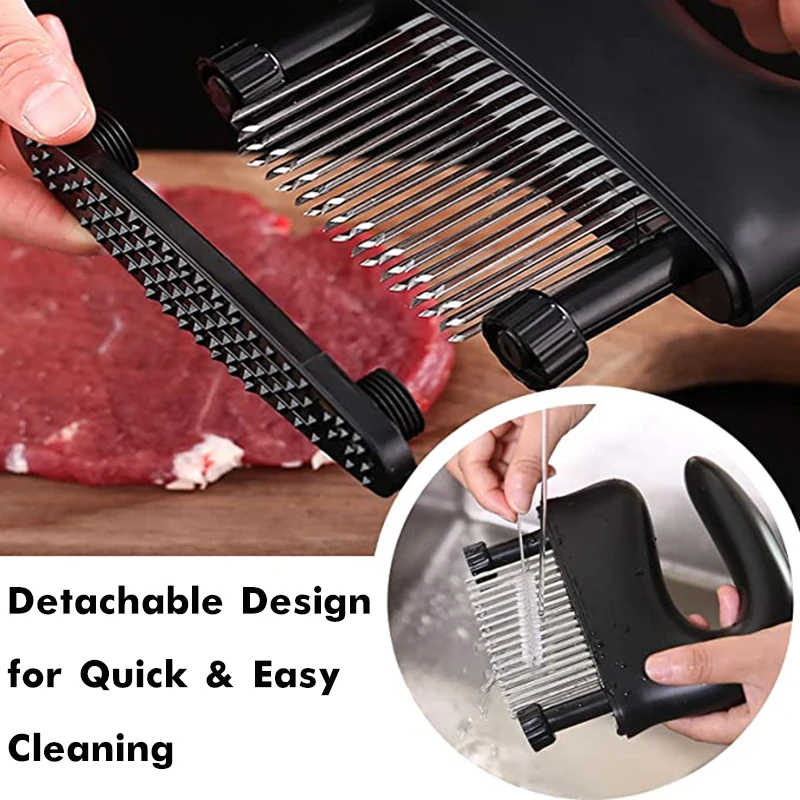 Meat Tenderizer with 48 Ultra Sharp Blades, Tenderizer for Steak, Beef, Fish & Poultry-Easy to Use & Clean