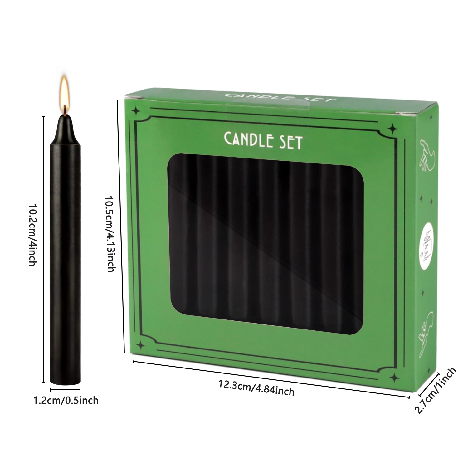 شموع عامود أسود ٤ بوصة - ٢٠ قطعة