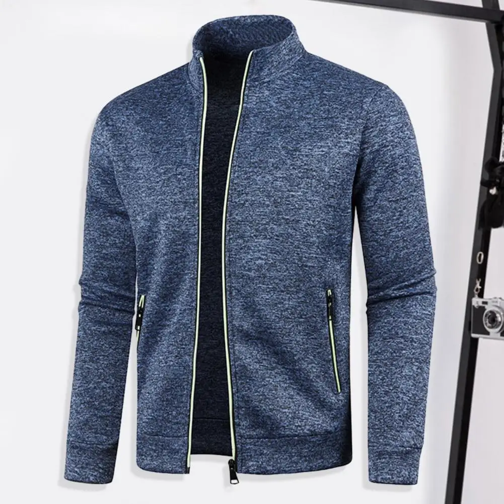

Men Bomber Jacket Premium Men's Winter Coat Stylish Stand Collar Neck Protection Zip-up Design for Warmth Comfort Solid Color