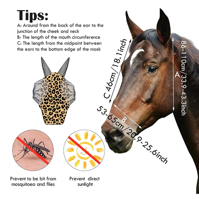 1Pc Horse Face Mask Anti Fly Breathable Stretch Knitted Mesh Anti Mosquito Mask Horse Riding Equestrian Equipment 6