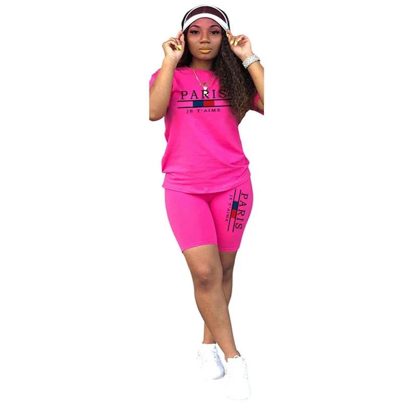 Women T-Shirts New Quality Casual Woman Clothing Summer Two Piece Set for O-Neck Shorts Daily Short Sleeve Tracksuit Hot Sales - 6