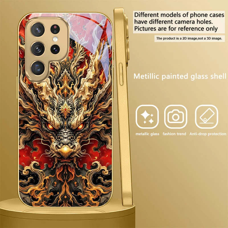 Majestic Golden Eastern Dragon Glass Phone Case