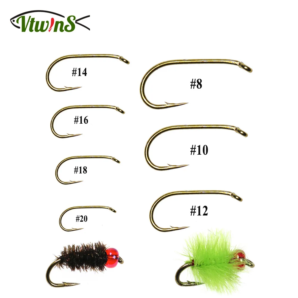 Vtwins100PCSFlyFishingHooksStandardDryWetNymphBronzedFinish