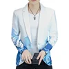 Blazer New Men's Fashion Business Gentleman Slim Print British Style Outdoor Performance Trend Wedding Banquet Casual Blazer 1