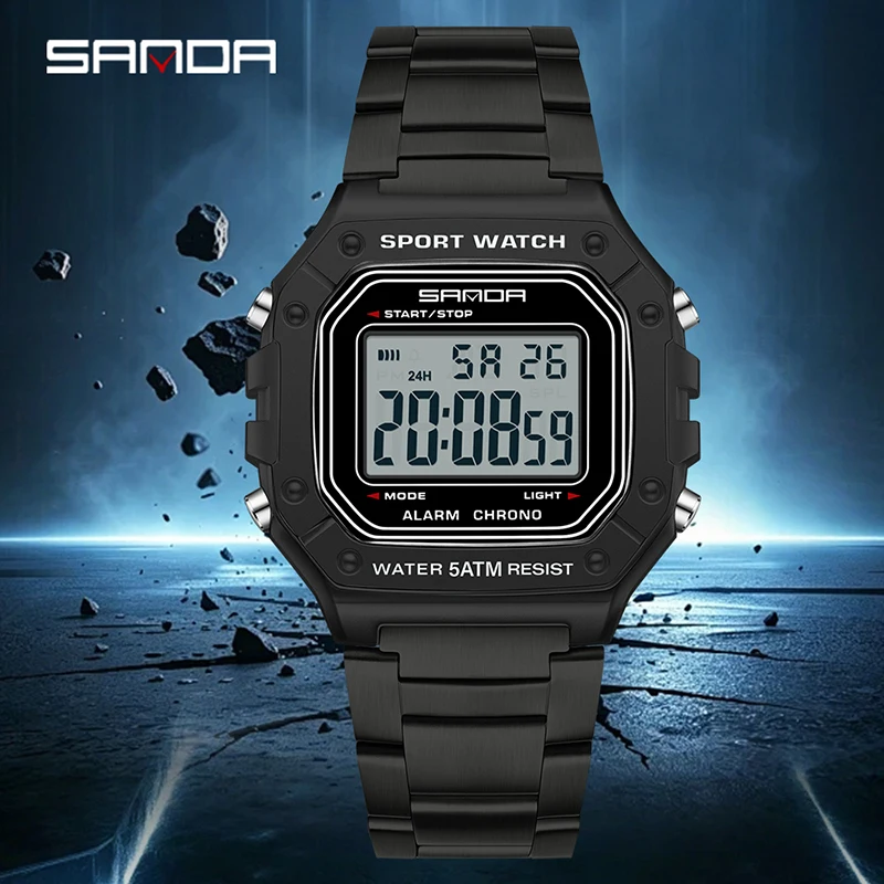 Digital Fashion Waterproof Watch with Date & Alarm