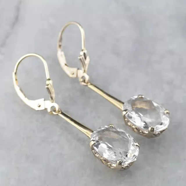 Trendy Women Earrings 4 Colors Delicate Gold Color Inlay Natural Stone Hook Dangle Earrings for Women Wedding Engagement Jewelry X475