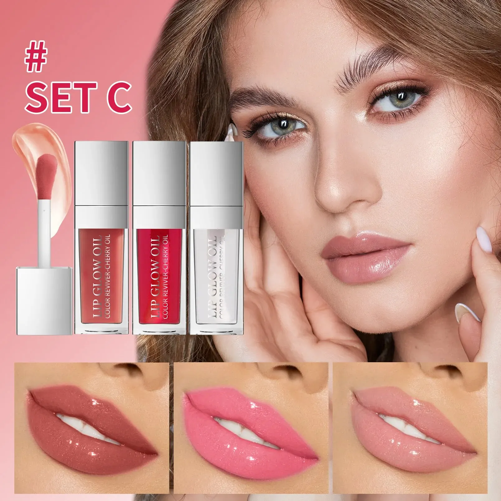 Crystal Jelly Moisturizing Lip Oil Set Plumping Lip Gloss Makeup Sexy Plump Lip Glow Oil Tinted Lip Plumper Set 2
