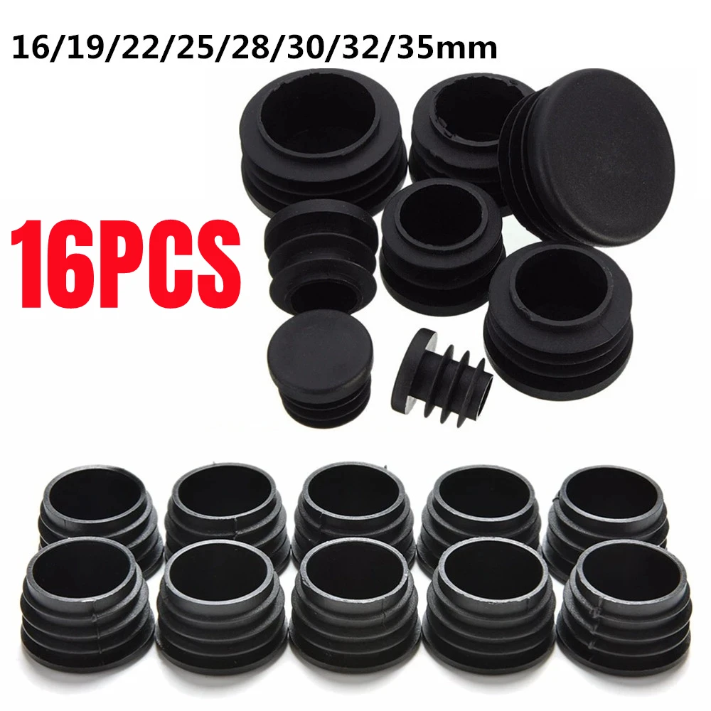16pcs Plastic Round Inner Plug For Steel pipe End Blanking Caps Anti Slip Alloy ladder chair leg Cover Furniture Protector Pads 1