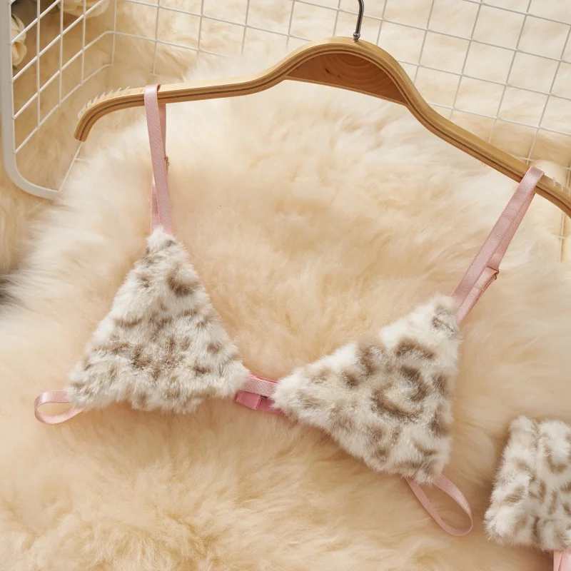 Leopard Sexy Lingerie Top Cute Suit Tiger Plush Woman Lace-up Bow Cosplay Matching Sets Strap Hat Trend Y2K Hotsweet Clothes New