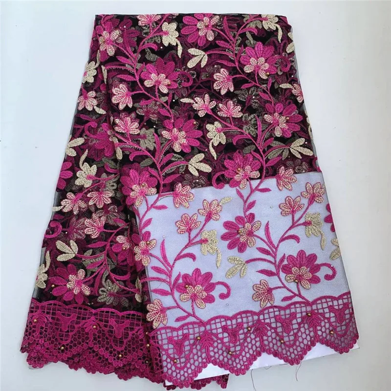 5 Yard French Lace with Gold thread African Tulle cord Lace Net Embroidered Fabric PS122901 sewing fabric