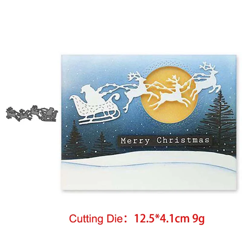 Christmas Cutting Dies Scrapbooking Santa Claus Sled  DIY Craft Deco Album Paper Card Making Embossed   Decoration