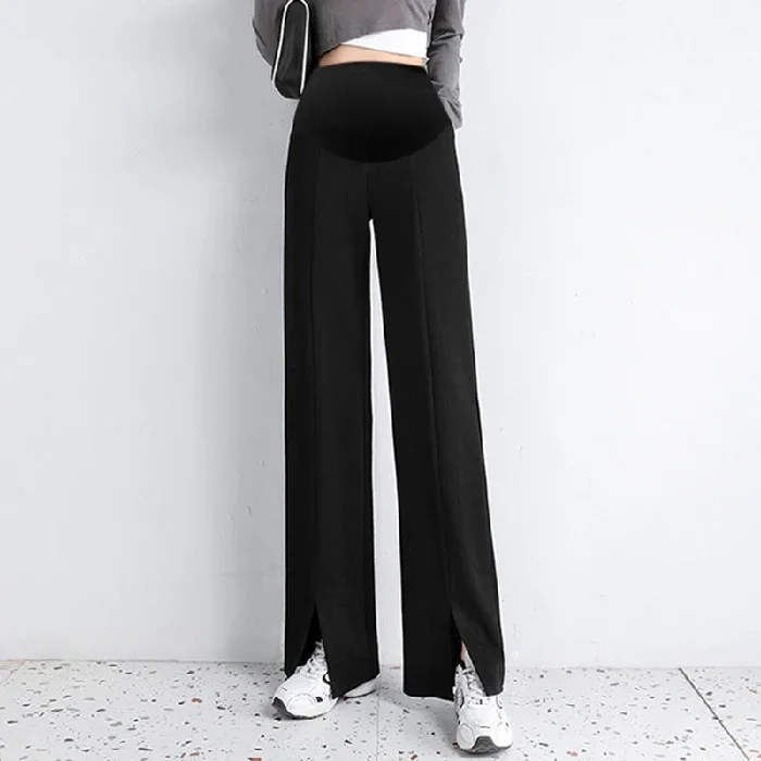 Spring Maternity Straight Pants Leg Splits High Waist Belly Trousers for Pregnant Women Casual Pregnancy women pants,maternity pants
