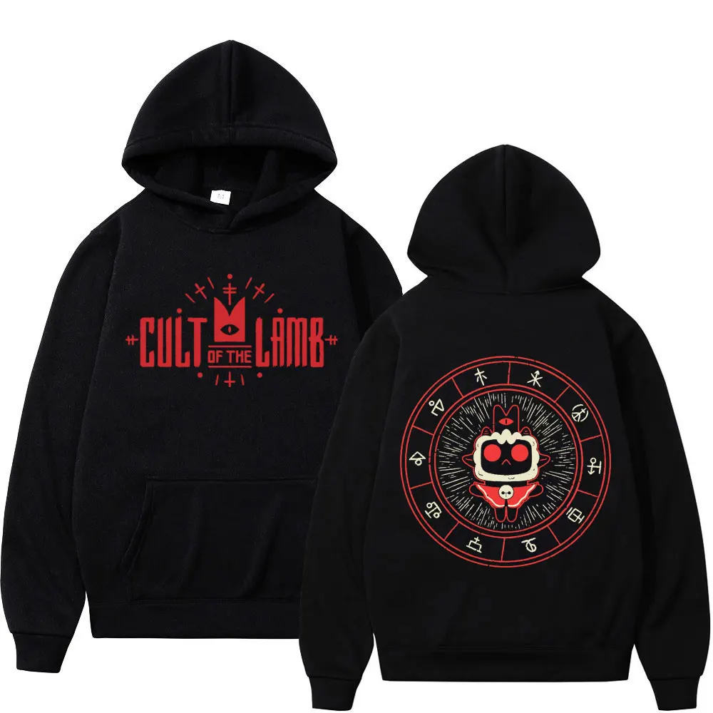 

Funny Cartoon Game Cult of The Lamb Graphic Hoodie Men's Women's Fashion Vintage Hooded Sweatshirt High Quality Fleece Pullovers