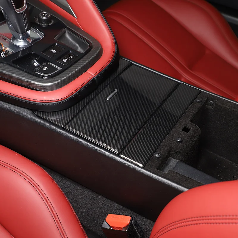 

For Jaguar F-TYPE 2013-2024 ABS Carbon Fiber Car Center Console Cup Holder Storage Box Panel Cover Trim Sticker Car Accessories