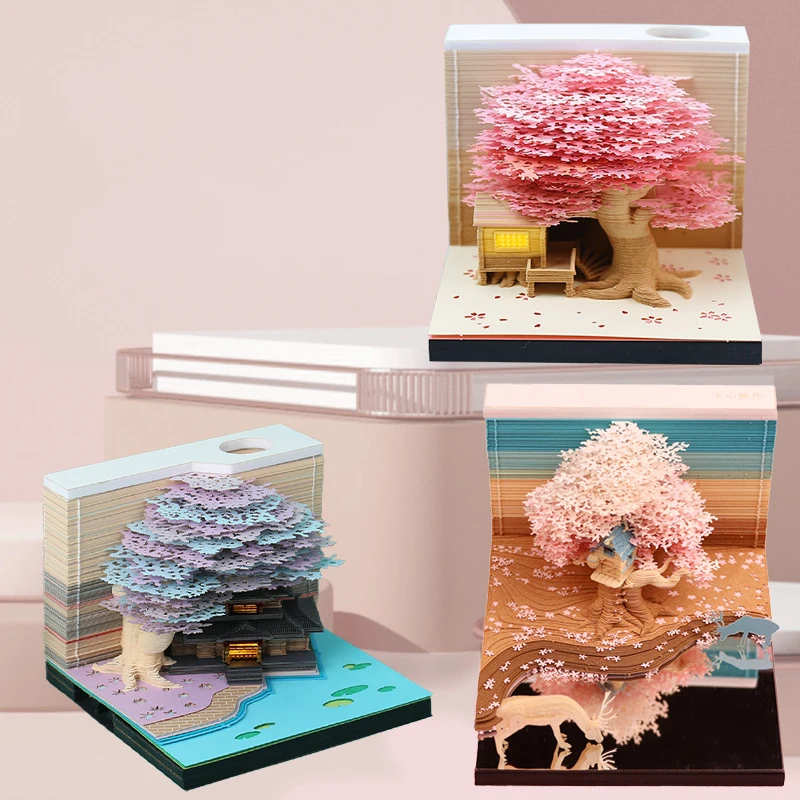 3D Desk Memo Pad,Memo Pad,Creative Desk DIY Notes Notepad,3D Art Paper Carving Gift House Sculpture Gift For School Home Office