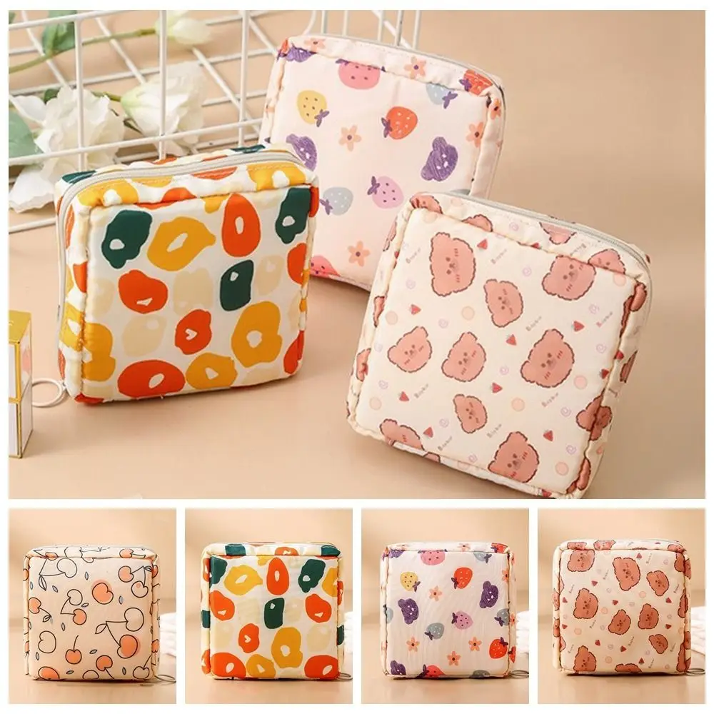 

Cartoon Design Sanitary Napkin Storage Bag Strawberry Coin Purse Cherry Storage Bag Cosmetic Bag Small Item Bag