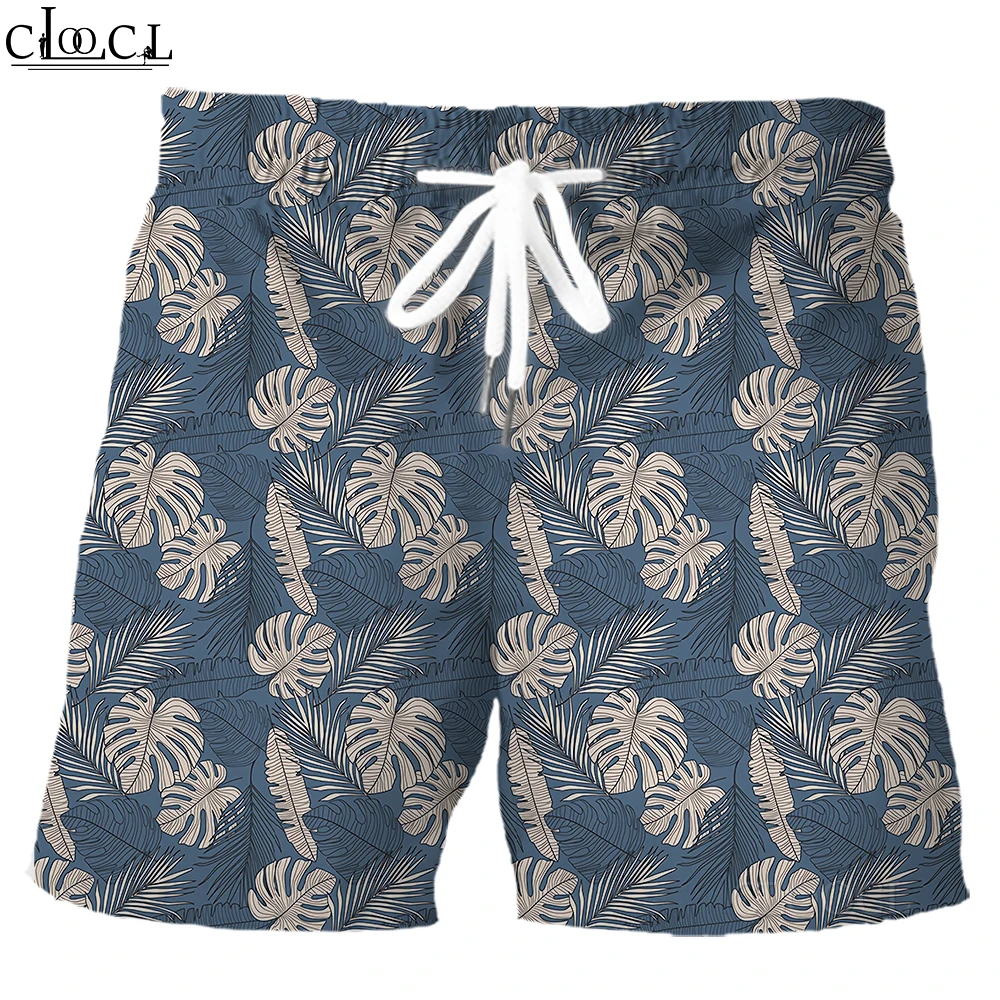 HX Hawaii Shorts Polynesian Striped Coconut Tree 3D Print Board Shorts Beach Pants Fashion Sportwear Men Clothing