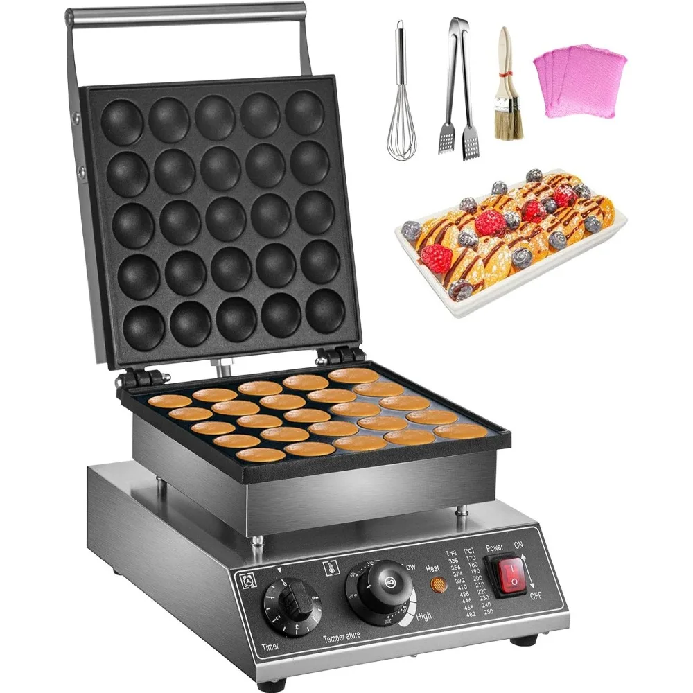 Mini Dutch Pancake Maker, 1.7-Inch Diameter Mini Pancake Poffertjes Machine Electric Poffertjes for 25PCs Round Pancakes