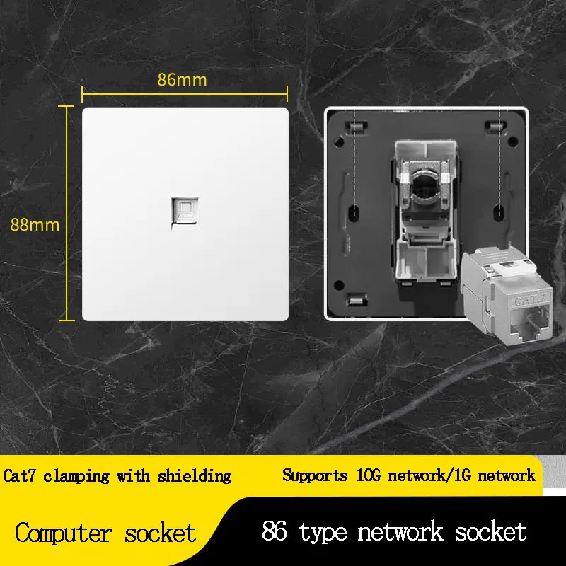 High-Speed Dual Ethernet Network Socket Panel - Cat6 & Cat7 Compatible