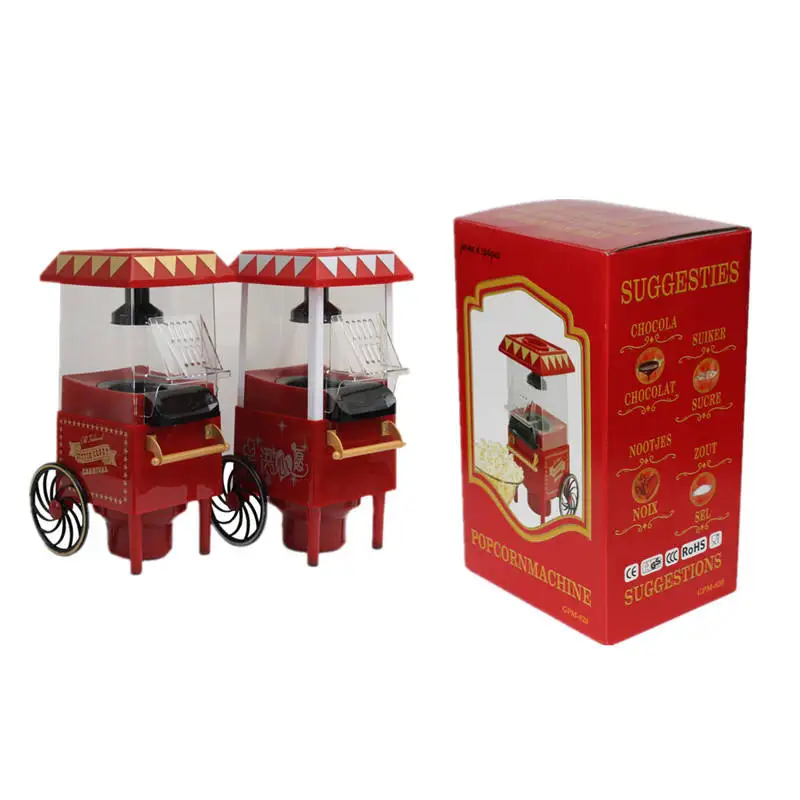 Hot Air Mini Popcorn, Popper Carts Machine Oil Free Vintage Movie Theater Style Red Electric Nostalgia Popcorn Maker
