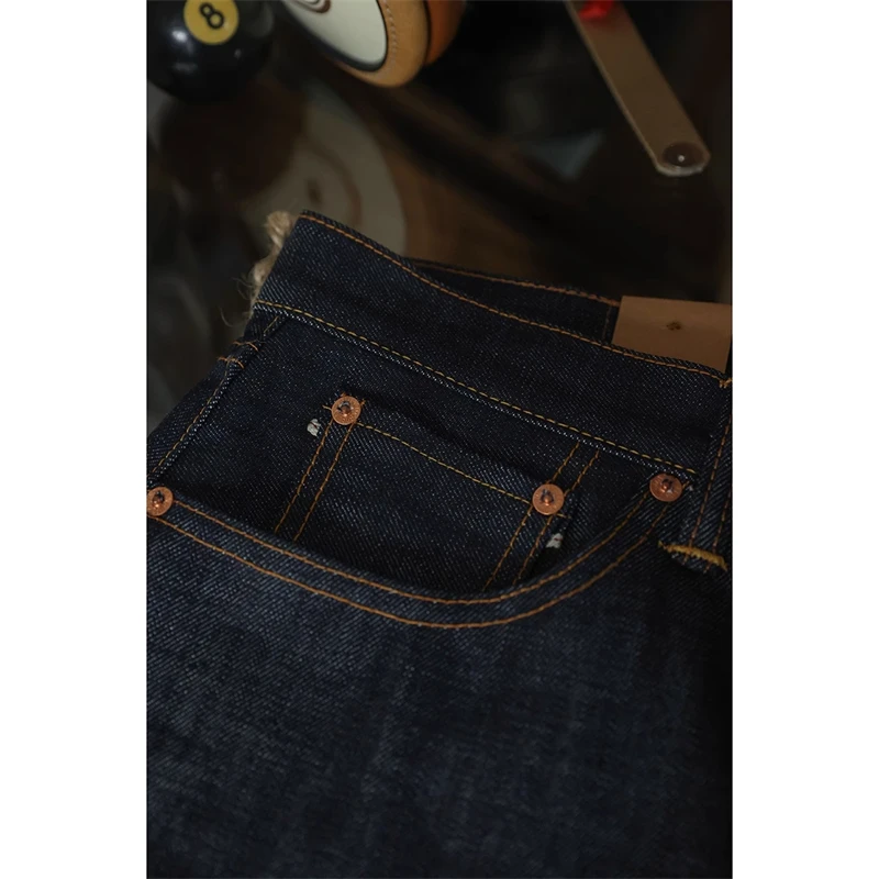 BOB DONG N3031 Back Pocket Design Men's Jeans 15oz Unsanforized Denim Straight Leg 3