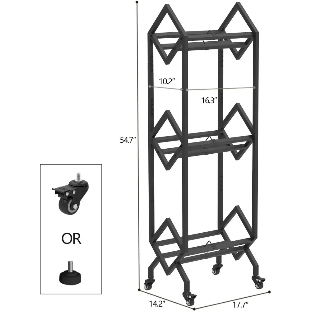 3 Tier Vinyl Record Storage Rack,Mobile Black Metal LP Storage Display Stand with Casters,Large Capacity Record Holder for Album 5