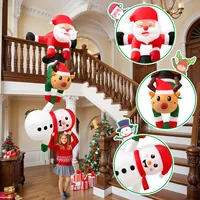 8FT Christmas Inflatables Decor, Climbing Santa Claus with Reindeer & Snowman/Elves, Xmas Decor for Beam Roof Tree Indoor Party 4