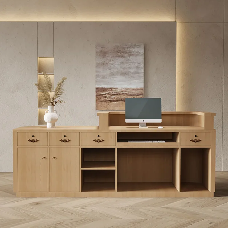 Check Out Cashier Homestay Reception Desk Tea Restaurant Desk Cuisine Bar Counter Beauty Salon Health Quiet Breeze Furniture