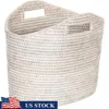 Rattan Magazine Holder Clear Lacquer Finish Oval Shape White-Wash 14.25"x9.5"x12.25 1