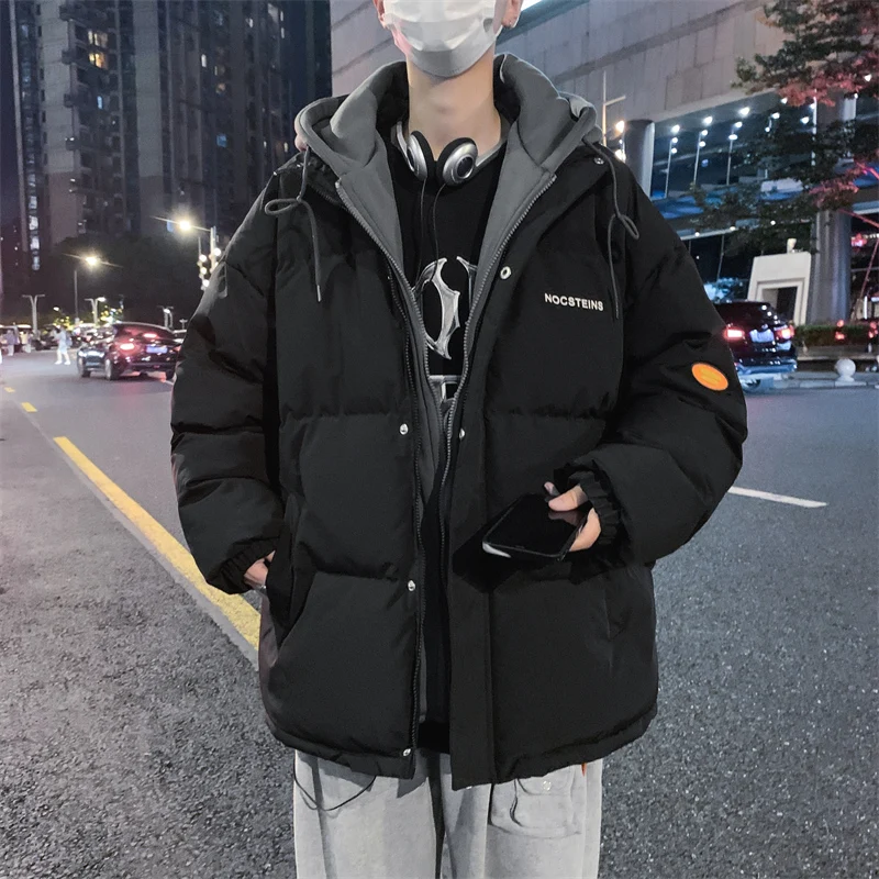 down Padded Jacket Cotton Padded Coat Men's Autumn Winter Fleece-Lined Thickened Boys' Bread Winter Clothing