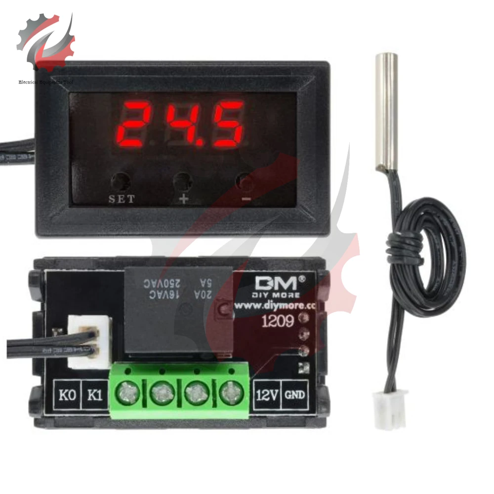

W1209 DC 12V Digital Thermostat Temperature Control Board Thermometer Controller Module Red Blue Green LED Waterproof NTC Sensor