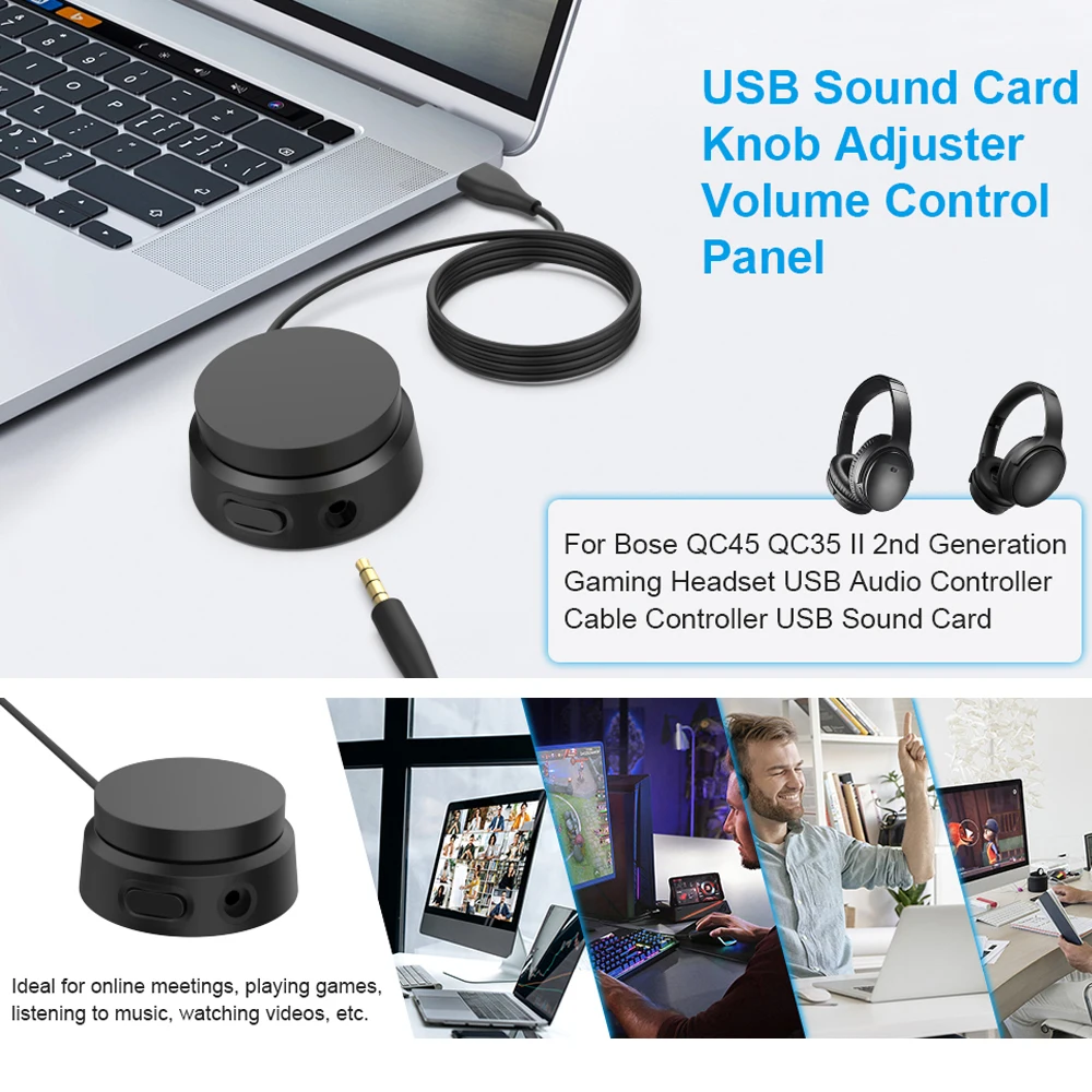 Audio Multimedia Volume Controller, USB Volume Knob Computer Sound Adjuster For Bose 700NC QC45 QC35 II Gaming Sound Card