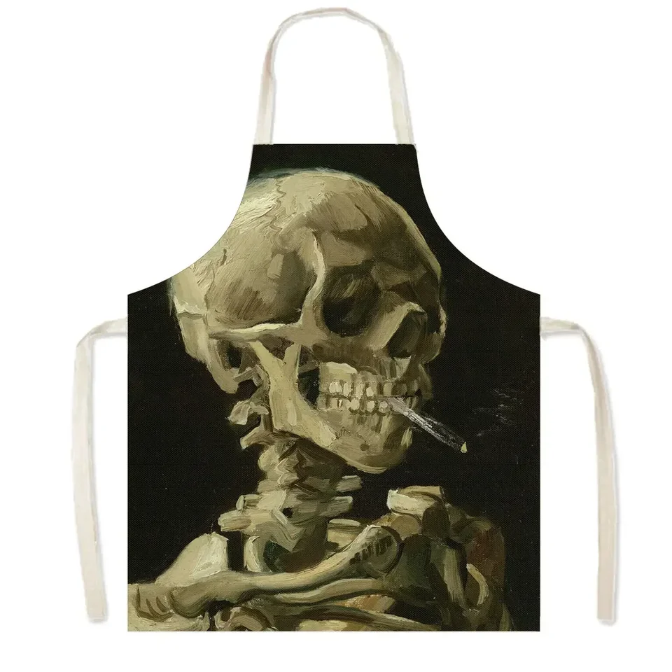 Grembiule Da Cucina Artistico – Notte Stellata Di Van Gogh Con Gatto, In Poliestere, Con Tasche, Regalo Per Chef E Amanti Dell'Arte