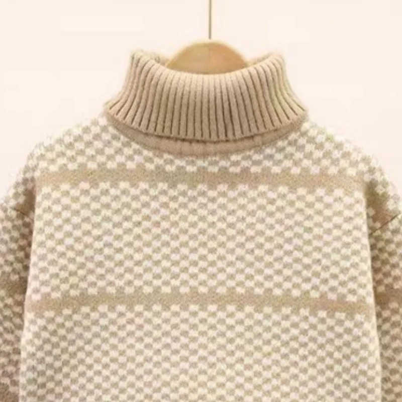 

Свитер для мальчиков, шерстяное пальто, детские топы, вязаные элегантные пуловеры из плотного хлопка на весну и осень 2024, детская одежда для подростков