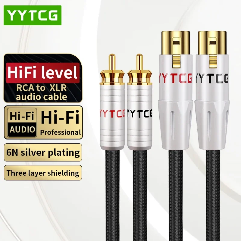 

High end Hifi RCA to XLR Cable 6N Silver 3Pin XLR Female to RCA Male Cable Plated Stereo RCA Cable For Speaker Amplifier Mixer