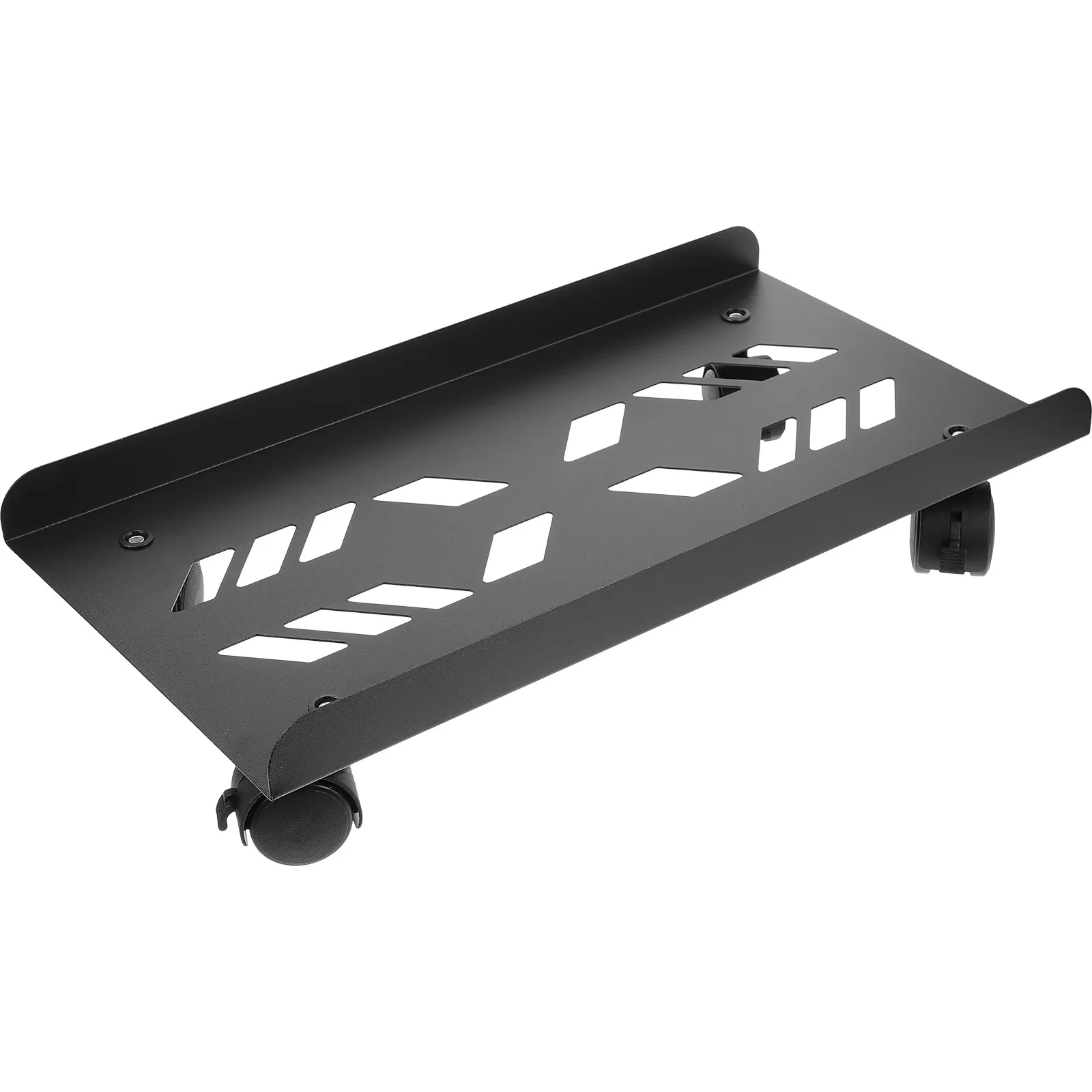 헤비 듀티 롤링 컴퓨터 타워 스탠드 CPU 홀더, 매끄러운 광택 마감, 슬림한 블랙 마감, 좁은 공간에서도 사용 가능한 이동식 PC 카트