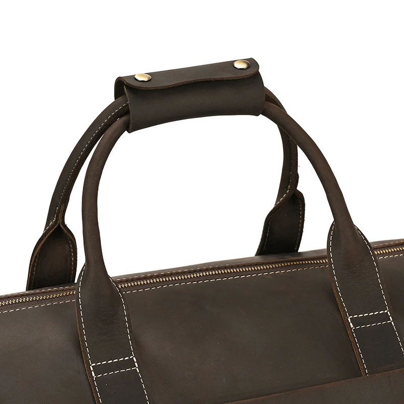Leather Travel Bag With Shoe Compartment