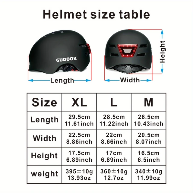 GUDOOK Adult Bike Helmet with LED 6