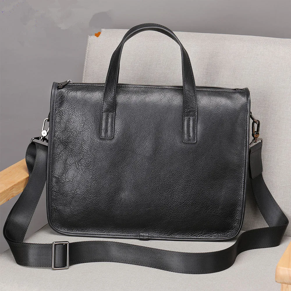 

Man Briefcase Official Bag Men's Shoulder Bag Leather Briefcase Large Capacity Business Cowhide Handbag Computer Bag For Man