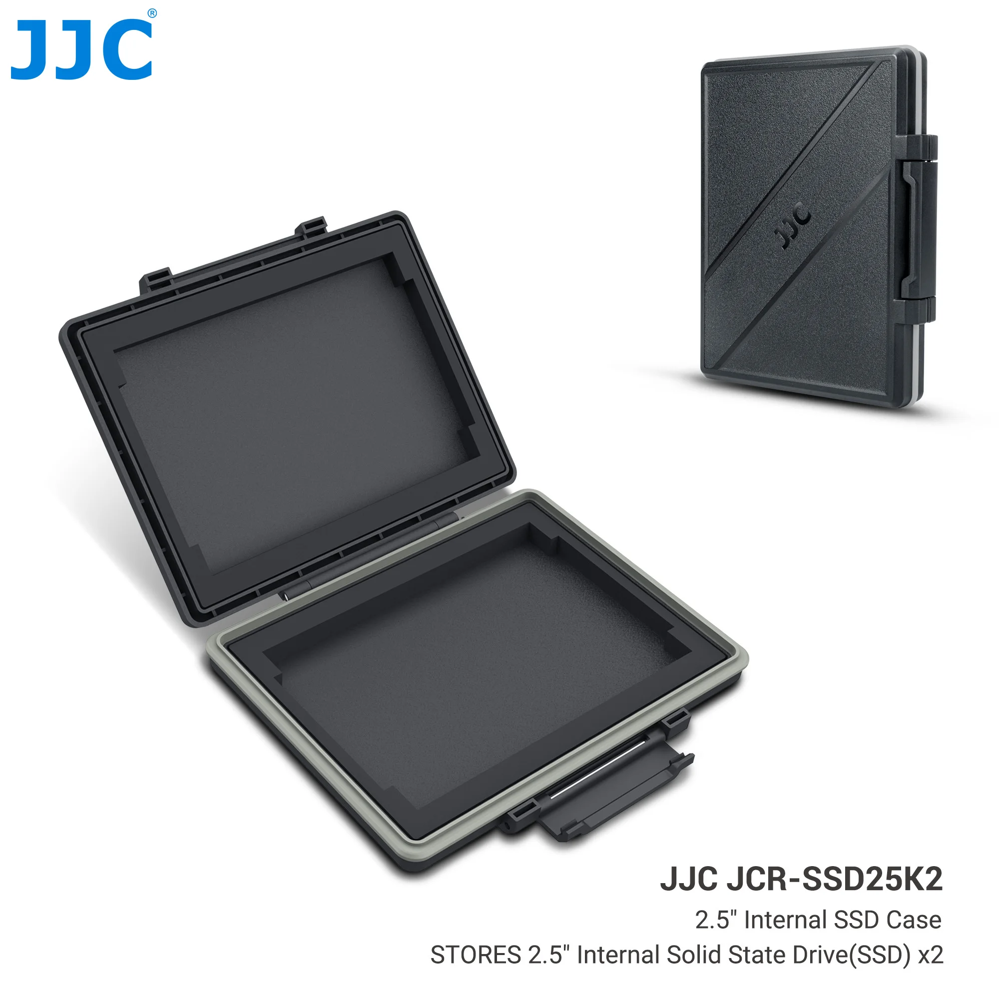 JJC Dual-Slot Shockproof & Water-Resistant SSD Hard Drive Storage Case