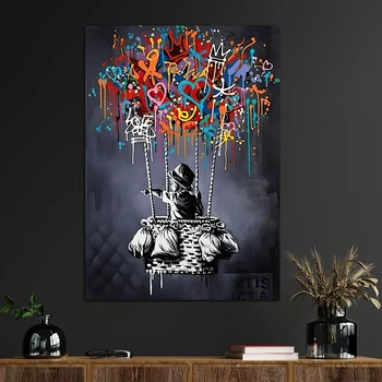 Classic Abstract Wall Art Banksy Street Graffiti Wall Art HD Canvas Print Poster Home Living Room Bedroom Decoration 1