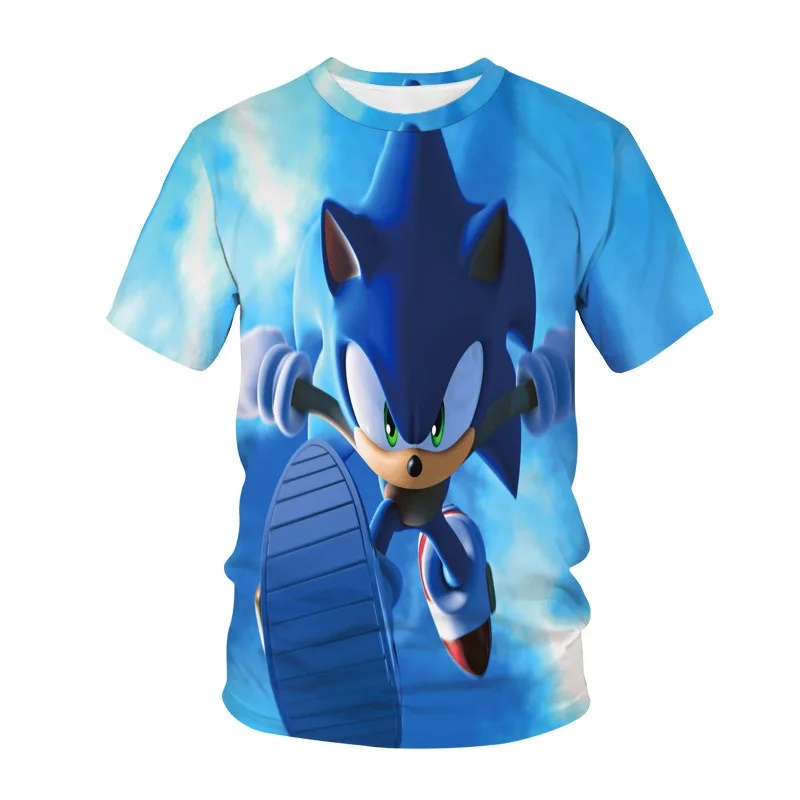 Camiseta de Sonic The Hedgehog para niños, camiseta colorida, camiseta de manga corta, camisetas de algodón para niños, lindas camisetas de gran tamaño con estampado de dibujos animados