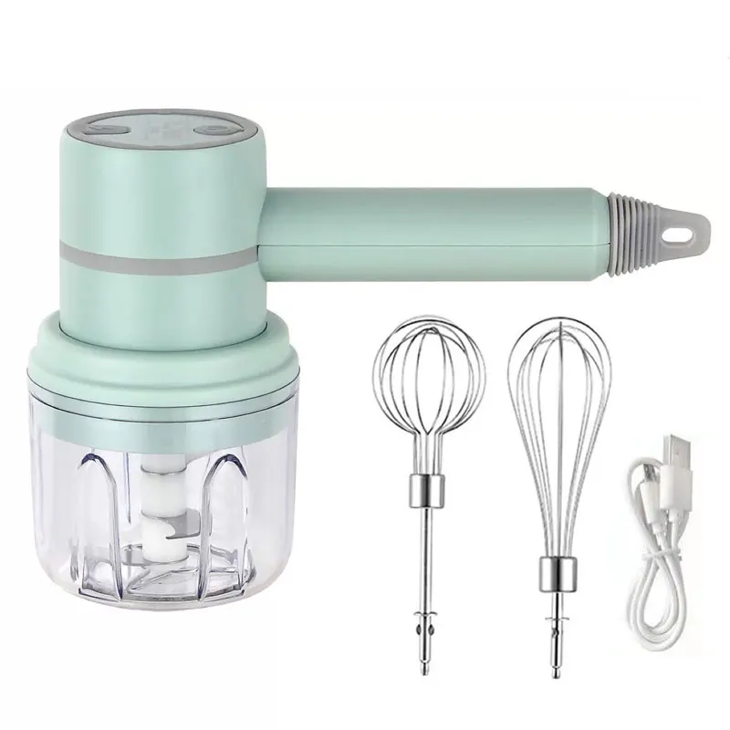 USB 2 In 1 Electric milk frother Garlic Chopper garlic chopper food mixer handheld blender Masher Whisk Egg Beater 3-Speed Mixer Kitchen Handheld Automatic frother foamer
