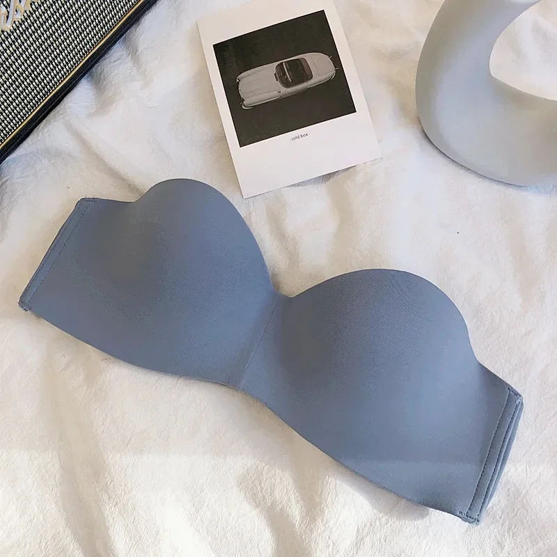 Japanese Style Cotton Candy Wireless Bra Invisible Traceless Half Cup Underwear for Women Sliding Resistant Dress Style